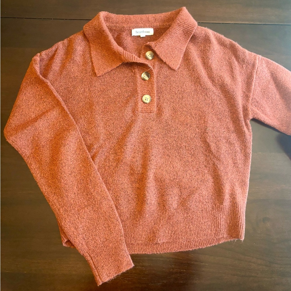 Burnt Orange Button-Up Sweater